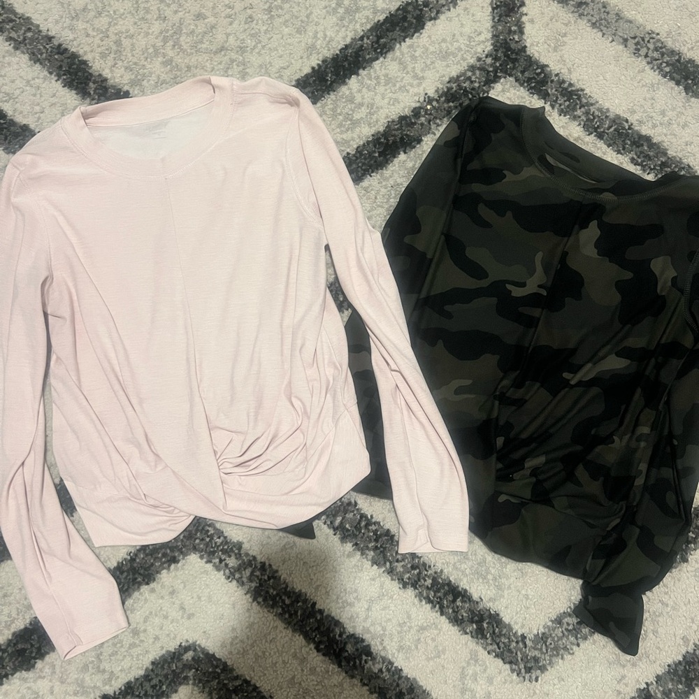 Old Navy Light Pink and Camouflage Long Sleeve Tees